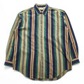 Vintage 80s 90s L.L.Bean Men’s XL Tall Multicolor Vertical Stripe Cotton Shirt Hong Kong