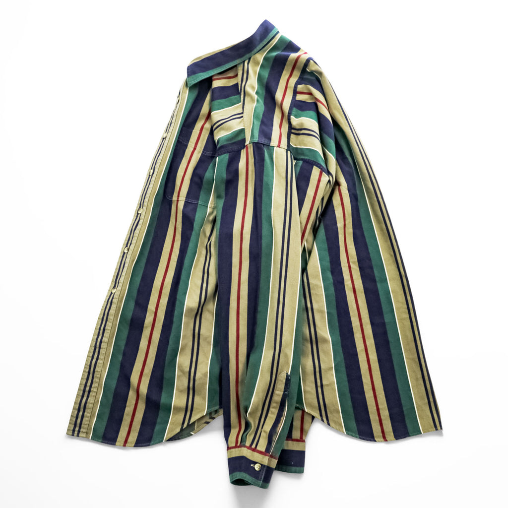 Vintage 80s 90s L.L.Bean Men’s XL Tall Multicolor Vertical Stripe Cotton Shirt Hong Kong