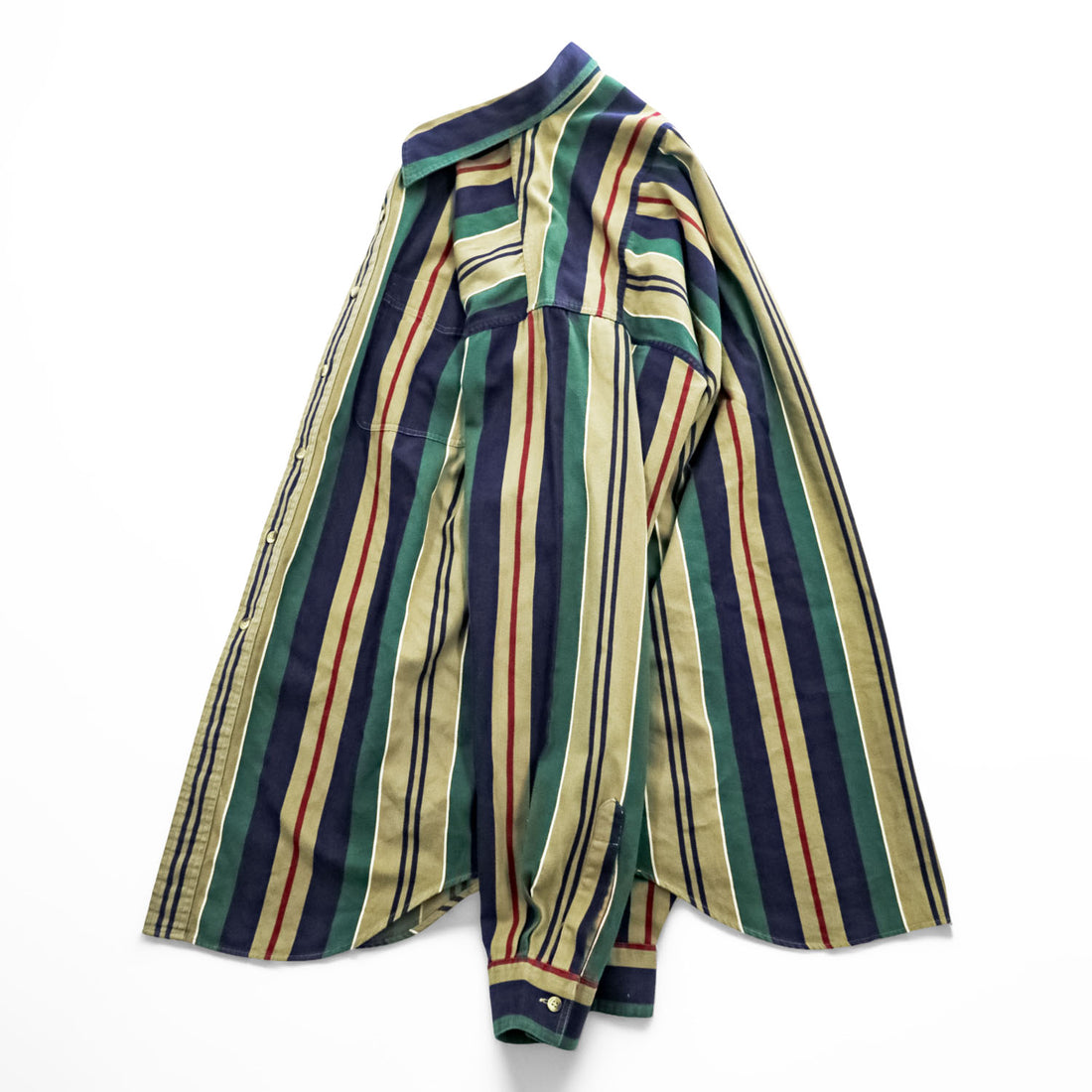 Vintage 80s 90s L.L.Bean Men’s XL Tall Multicolor Vertical Stripe Cotton Shirt Hong Kong