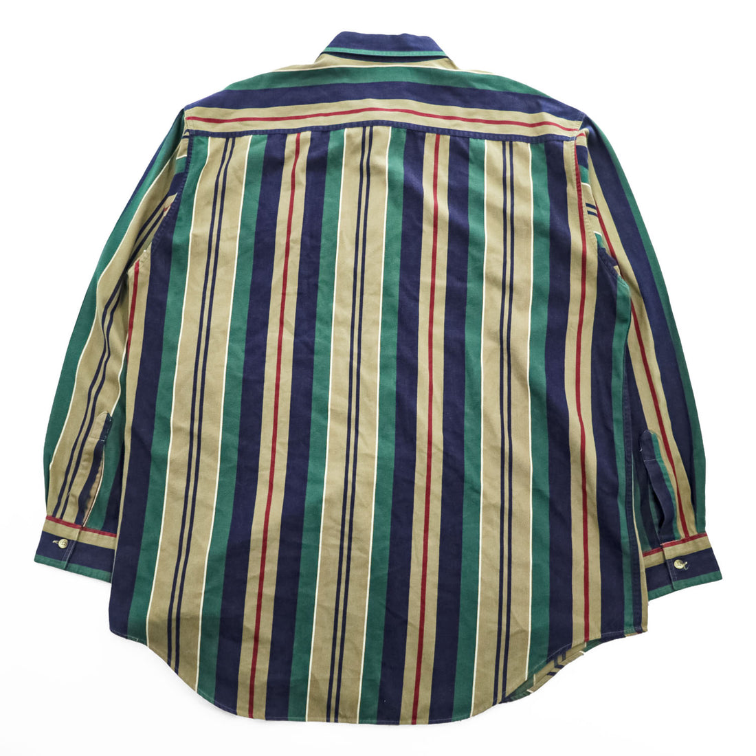 Vintage 80s 90s L.L.Bean Men’s XL Tall Multicolor Vertical Stripe Cotton Shirt Hong Kong