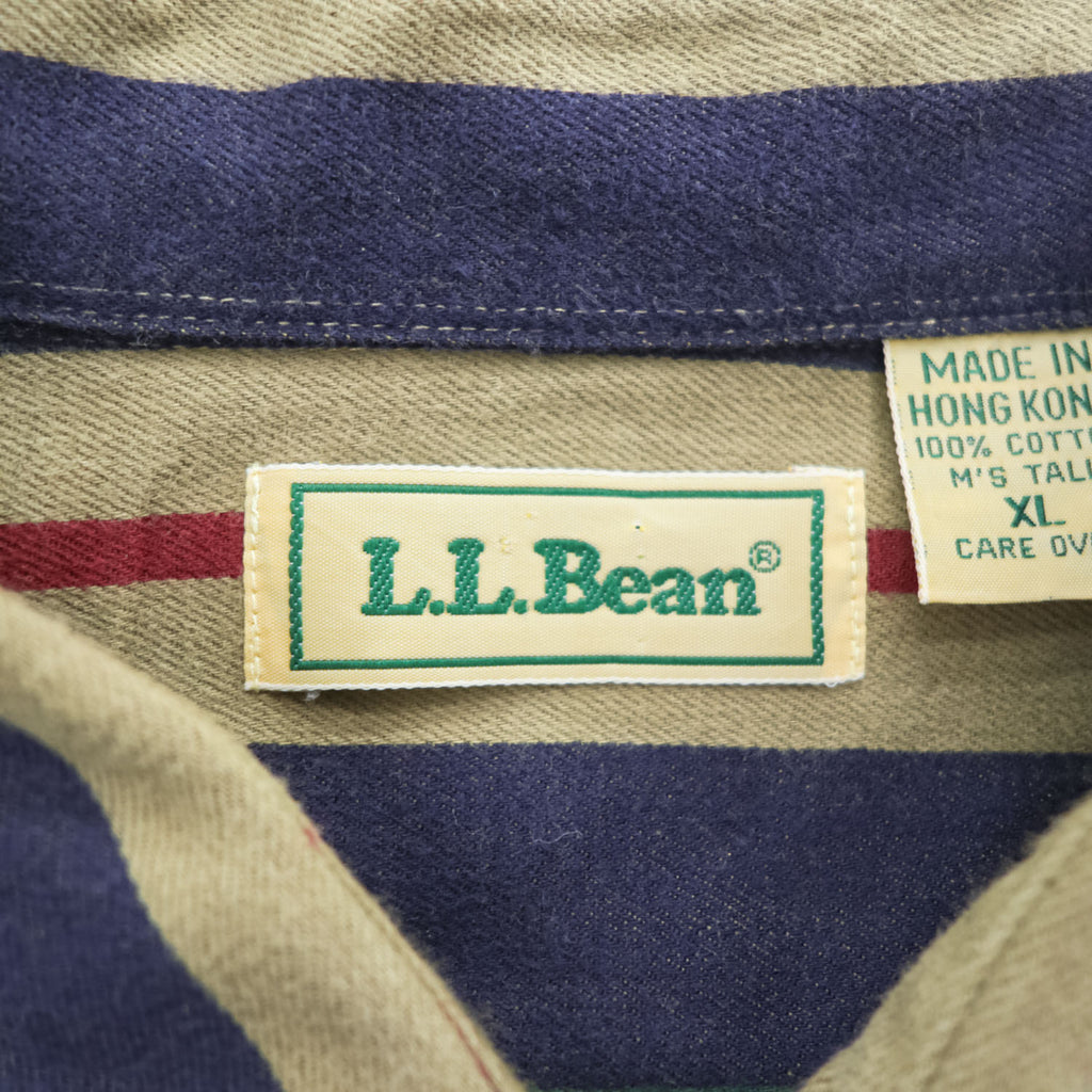 Vintage 80s 90s L.L.Bean Men’s XL Tall Multicolor Vertical Stripe Cotton Shirt Hong Kong