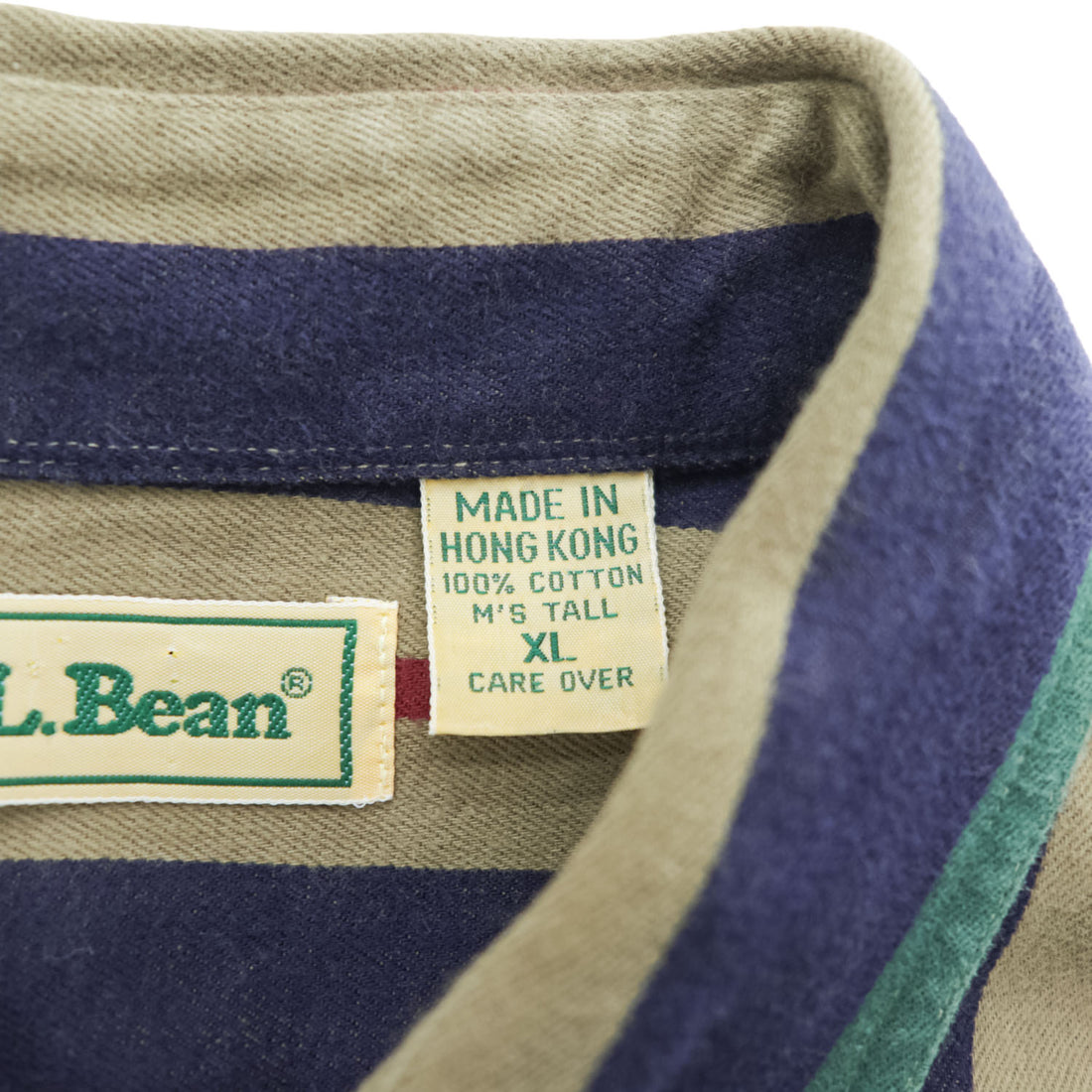 Vintage 80s 90s L.L.Bean Men’s XL Tall Multicolor Vertical Stripe Cotton Shirt Hong Kong