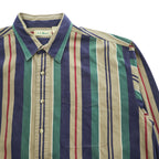 Vintage 80s 90s L.L.Bean Men’s XL Tall Multicolor Vertical Stripe Cotton Shirt Hong Kong
