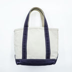 Vintage 90s 00s L.L.Bean Boat and Tote Small Natural Navy Canvas Bag Made in USA