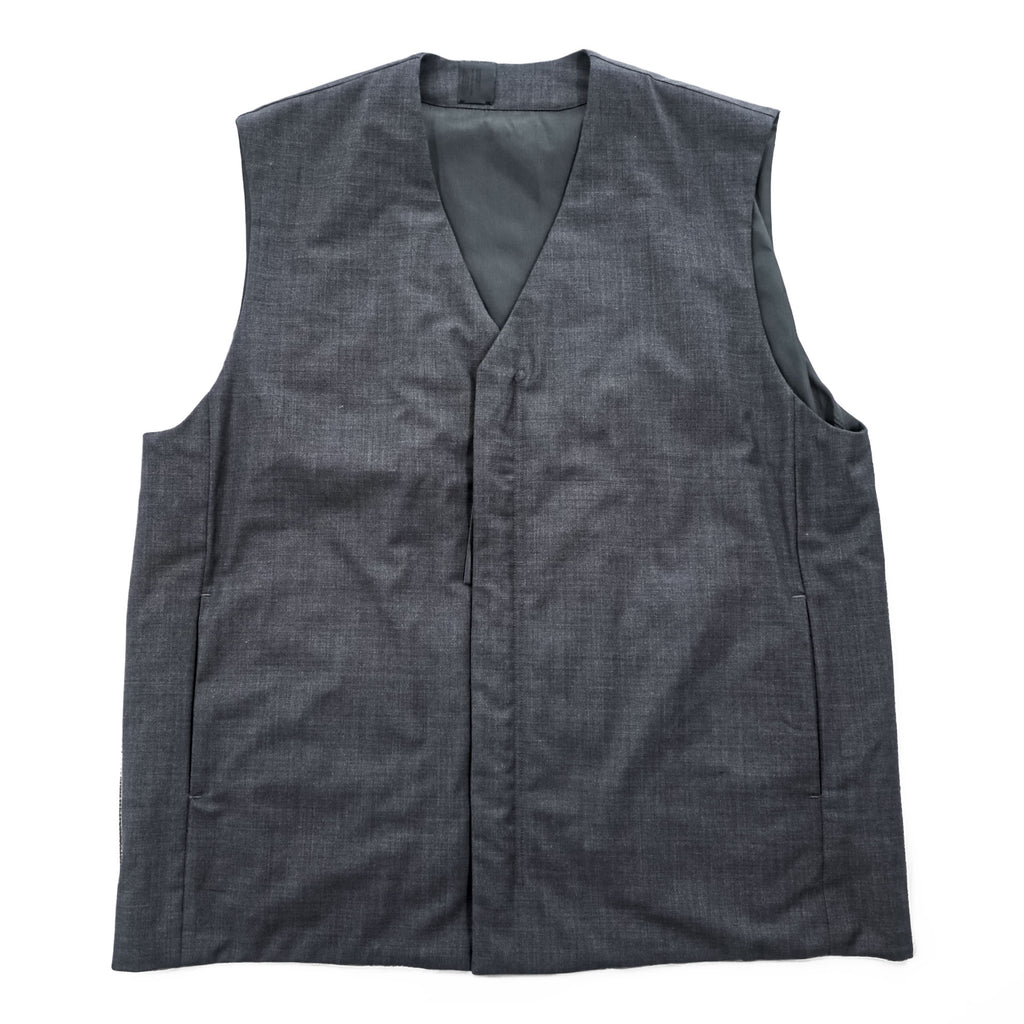 N.HOOLYWOOD COMPILE PRIMALOFT Padded Zip Vest Charcoal Gray Wool Blend Size 36 Japan