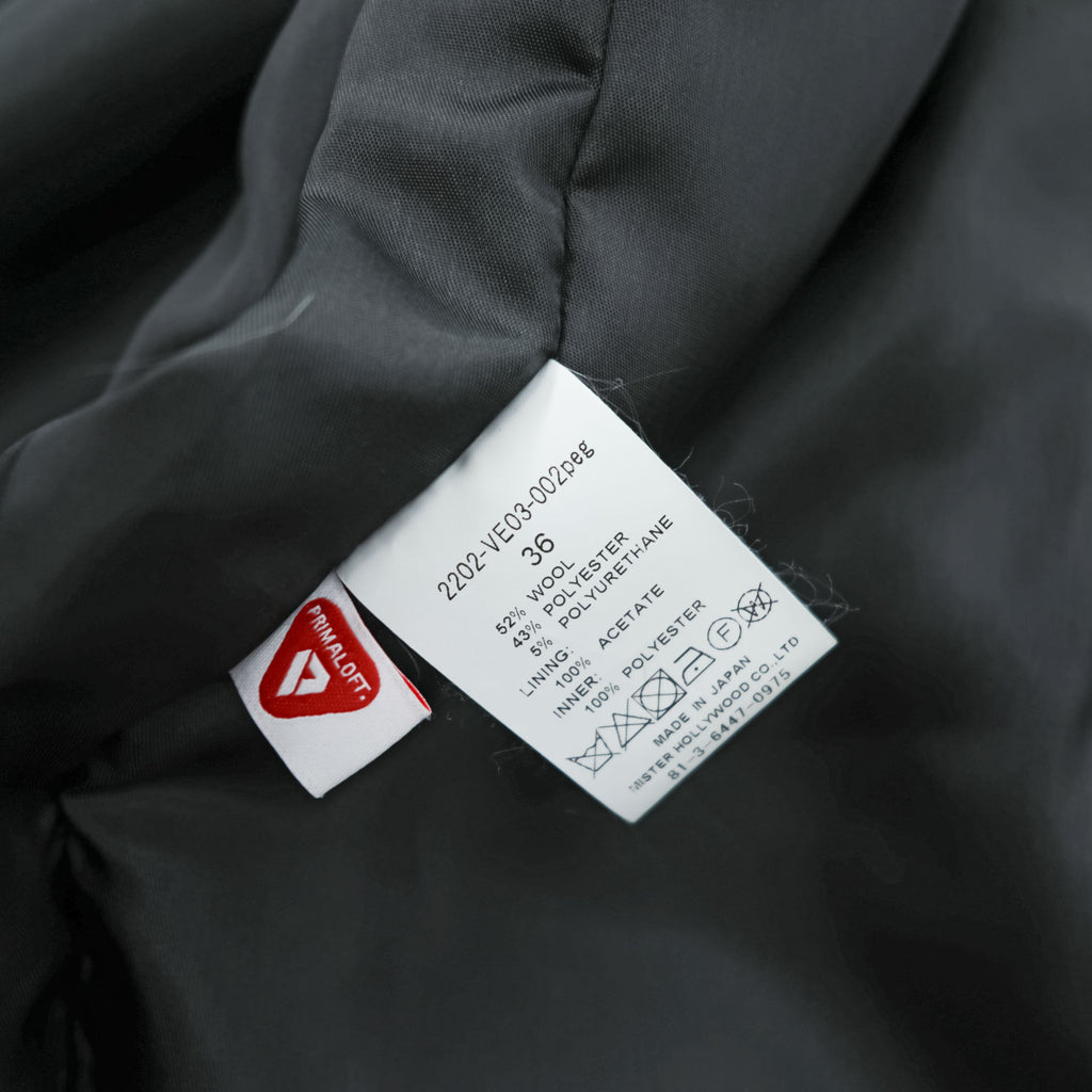 N.HOOLYWOOD COMPILE PRIMALOFT Padded Zip Vest Charcoal Gray Wool Blend Size 36 Japan
