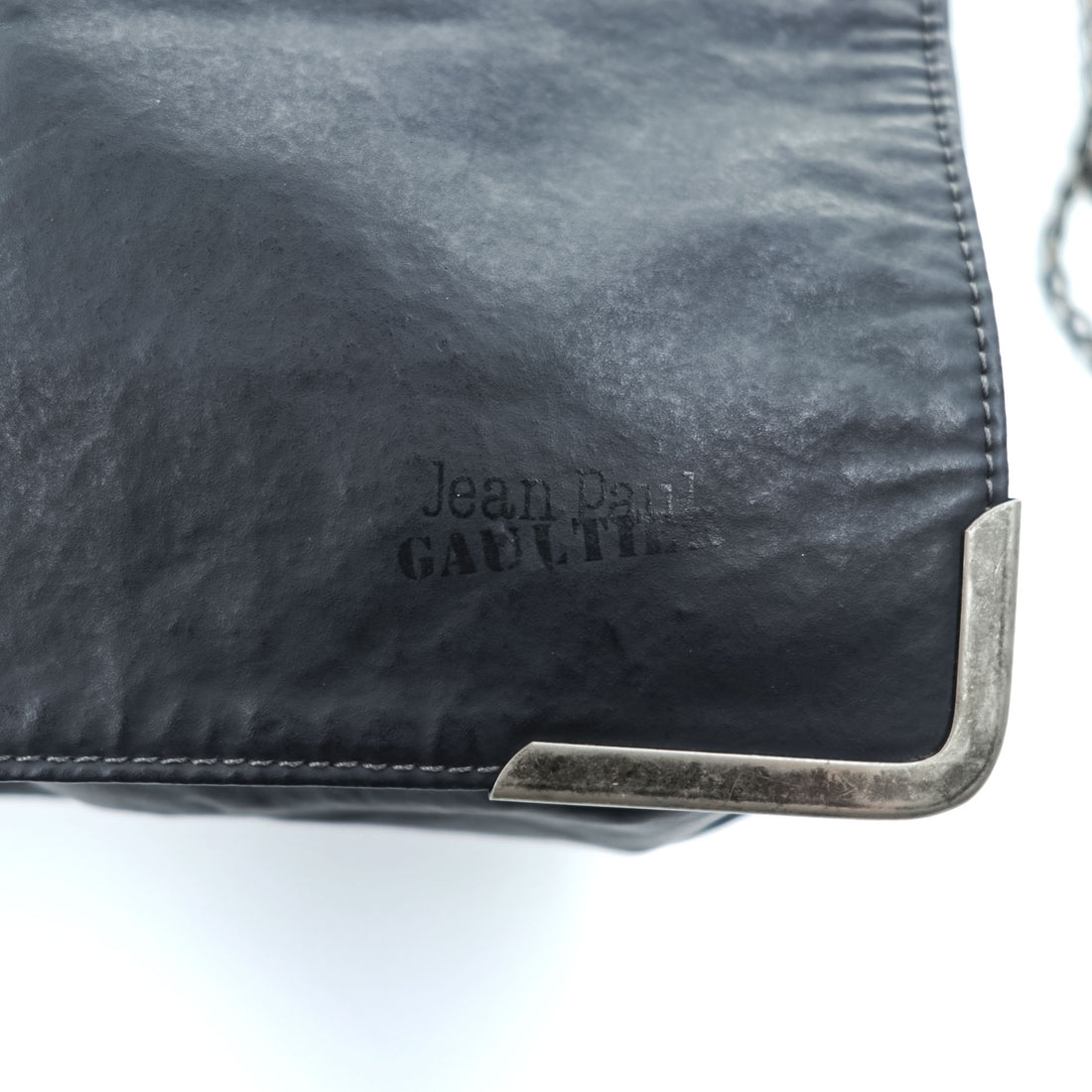 Jean Paul GAULTIER 90年代 ヴィンテージ フラップメッセンジャーバッグ コーティングナイロン ショルダーバッグ チェーンキー ブラック