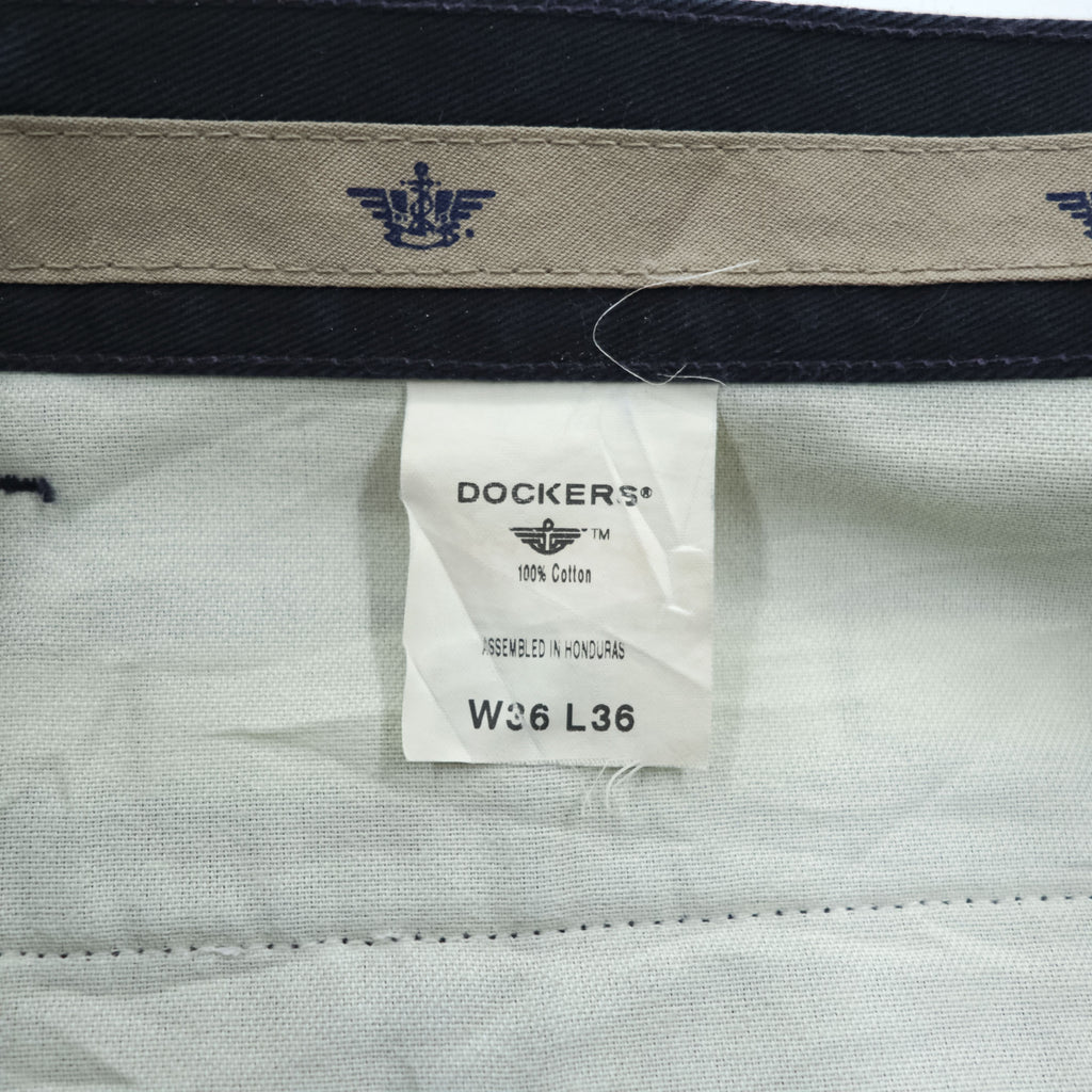 DOCKERS ( Levi's ) 00年代 ヴィンテージ チノパンツ 36 x 36 ネイビー No Wrinkle Twill Classic Fit プリーツ