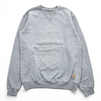 Carhartt TS0124-M K124 Crewneck Sweatshirt Grey Heather Brushed Fleece 70%Cotton 30%Poly V-stitch Logo Patch Loose Fit S