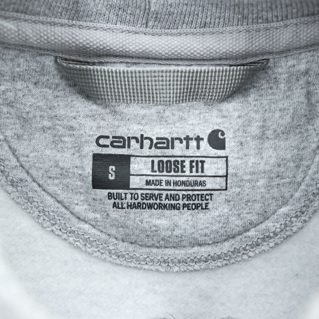 Carhartt TS0124-M K124 Crewneck Sweatshirt Grey Heather Brushed Fleece 70%Cotton 30%Poly V-stitch Logo Patch Loose Fit S