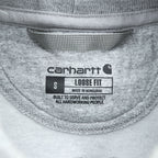 Carhartt TS0124-M K124 Crewneck Sweatshirt Grey Heather Brushed Fleece 70%Cotton 30%Poly V-stitch Logo Patch Loose Fit S
