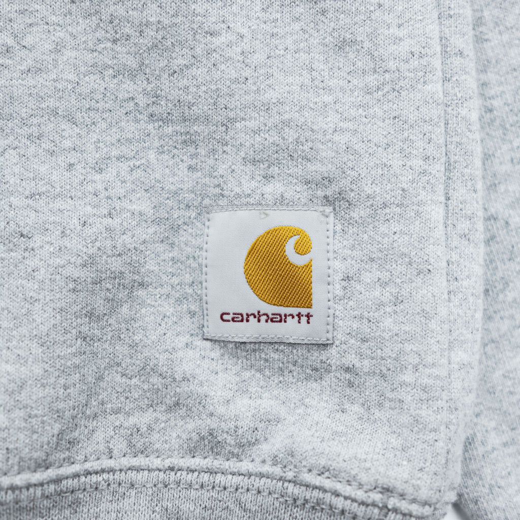Carhartt TS0124-M K124 Crewneck Sweatshirt Grey Heather Brushed Fleece 70%Cotton 30%Poly V-stitch Logo Patch Loose Fit S