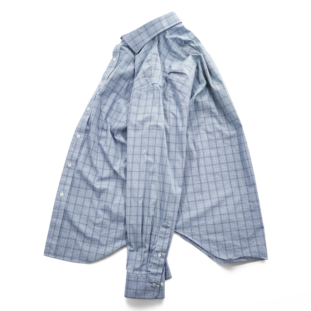 Lauren Ralph Lauren Classic Fit Light Blue Check Dress Shirt with Purple Grid 16½ 34/35 Cotton Blend Stretch Non-Iron