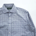 Lauren Ralph Lauren Classic Fit Light Blue Check Dress Shirt with Purple Grid 16½ 34/35 Cotton Blend Stretch Non-Iron