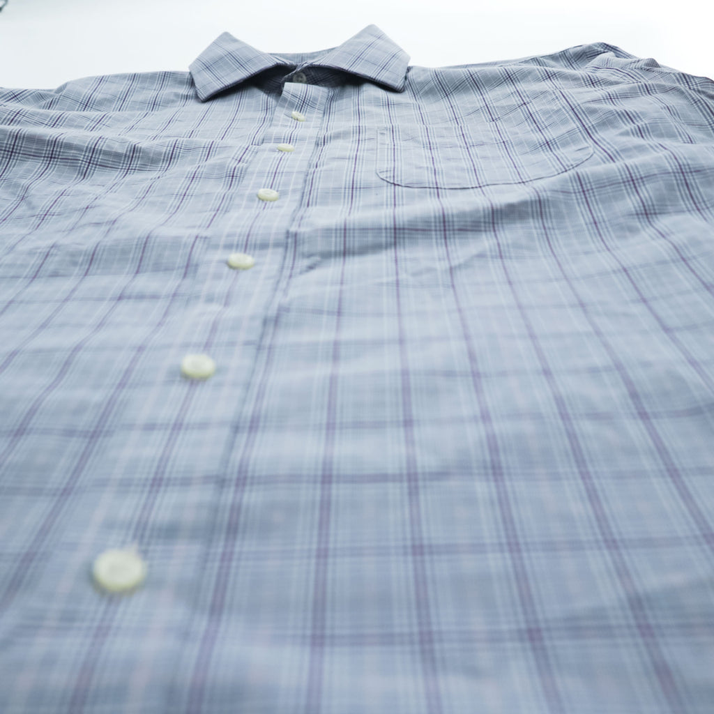 Lauren Ralph Lauren Classic Fit Light Blue Check Dress Shirt with Purple Grid 16½ 34/35 Cotton Blend Stretch Non-Iron