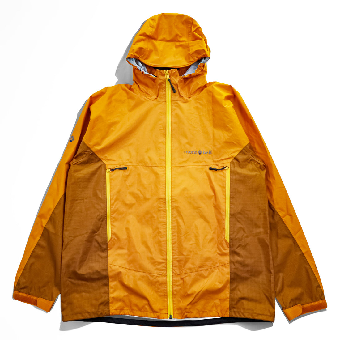 mont-bell ゴアテックス GORE-TEX 防水 マウンテンパーカー シェル レインジャケット L オレンジ ストームクルーザー ドローコード フード収納 1128256
