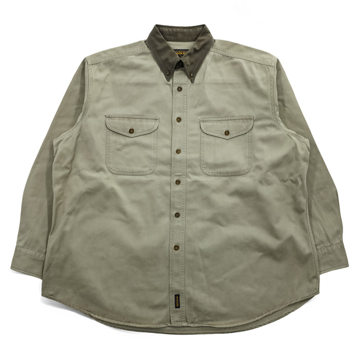 Woolrich ハンティングシャツ ジャケット XL ベージュ KHAKI ボタンダウン エルボーパッチ 6078