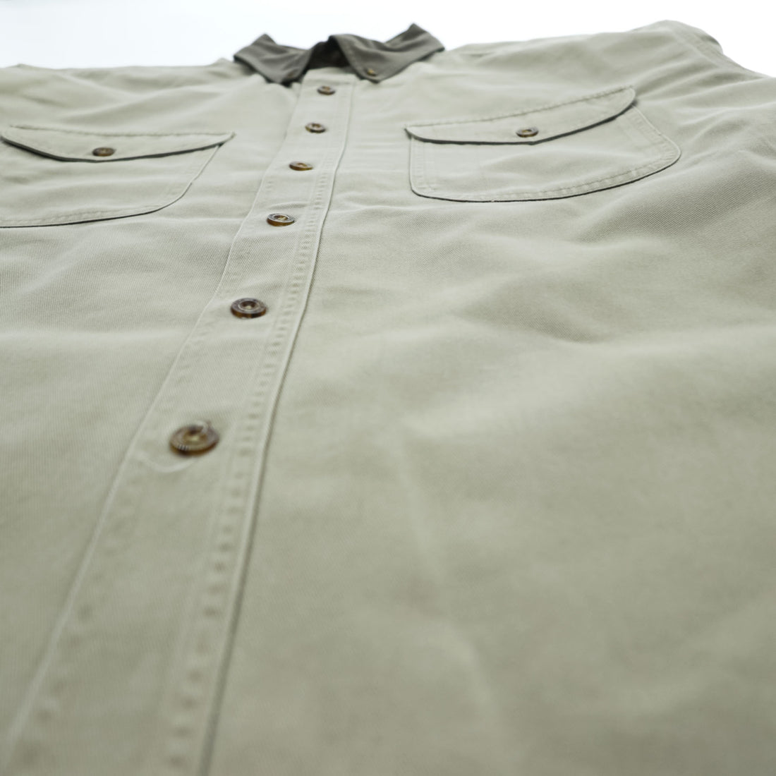 Woolrich Hunting Long Sleeve Shirt, Button Puffer, Elbow Patch, XL, Beige Khaki, 6078