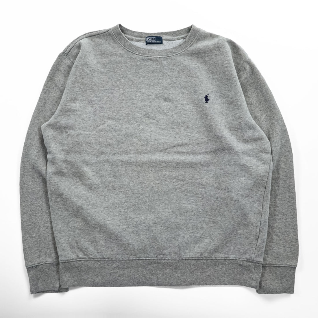 Polo Ralph Lauren 90s Vintage Sweatshirt Small Pony Embroidered Logo Brushed Lining Gray M
