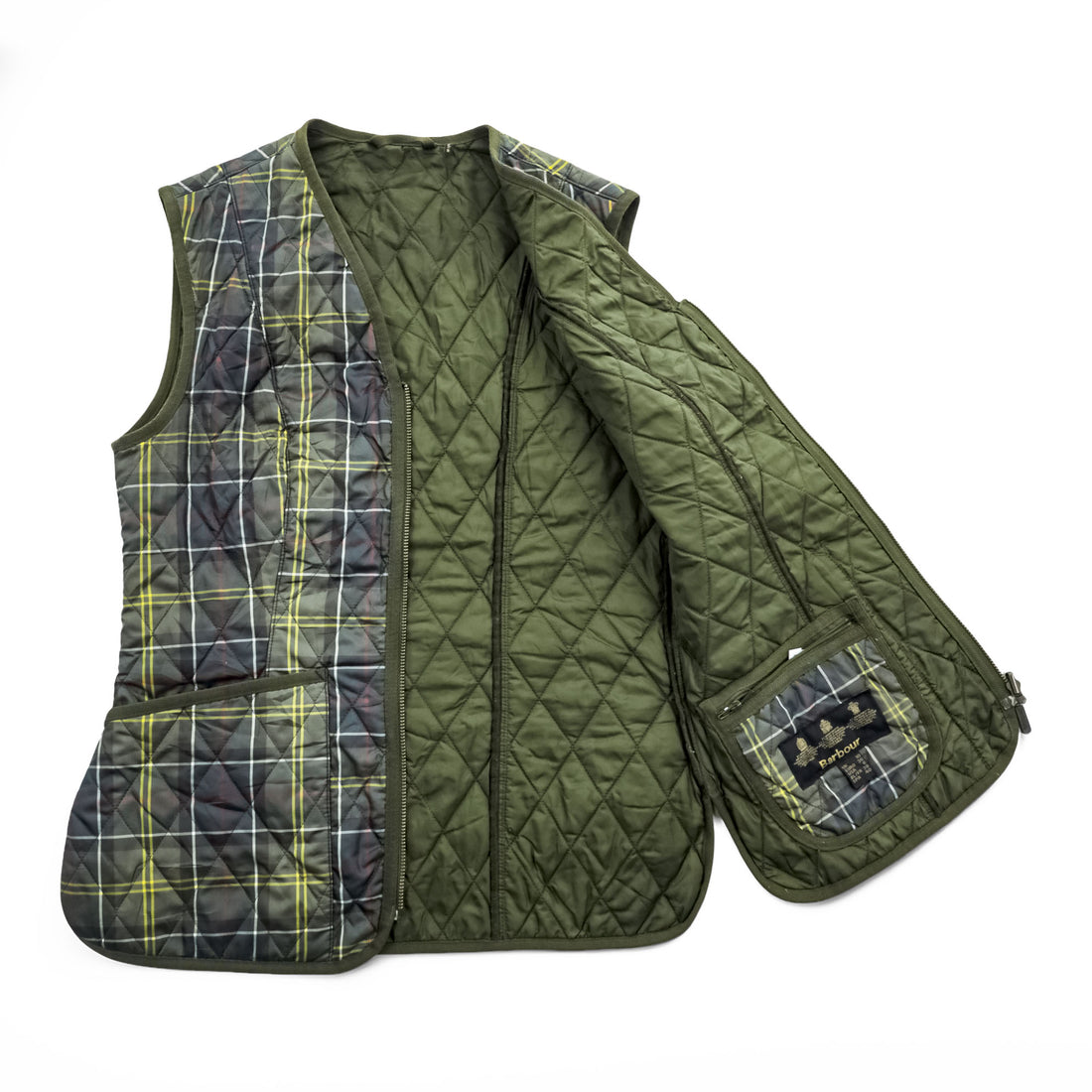 Barbour  キルティング ライナー ベスト M カーキ タータンチェック Barbour Tartan Betty LQU0327 TN11