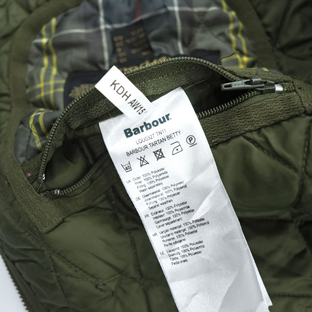 Barbour  キルティング ライナー ベスト M カーキ タータンチェック Barbour Tartan Betty LQU0327 TN11