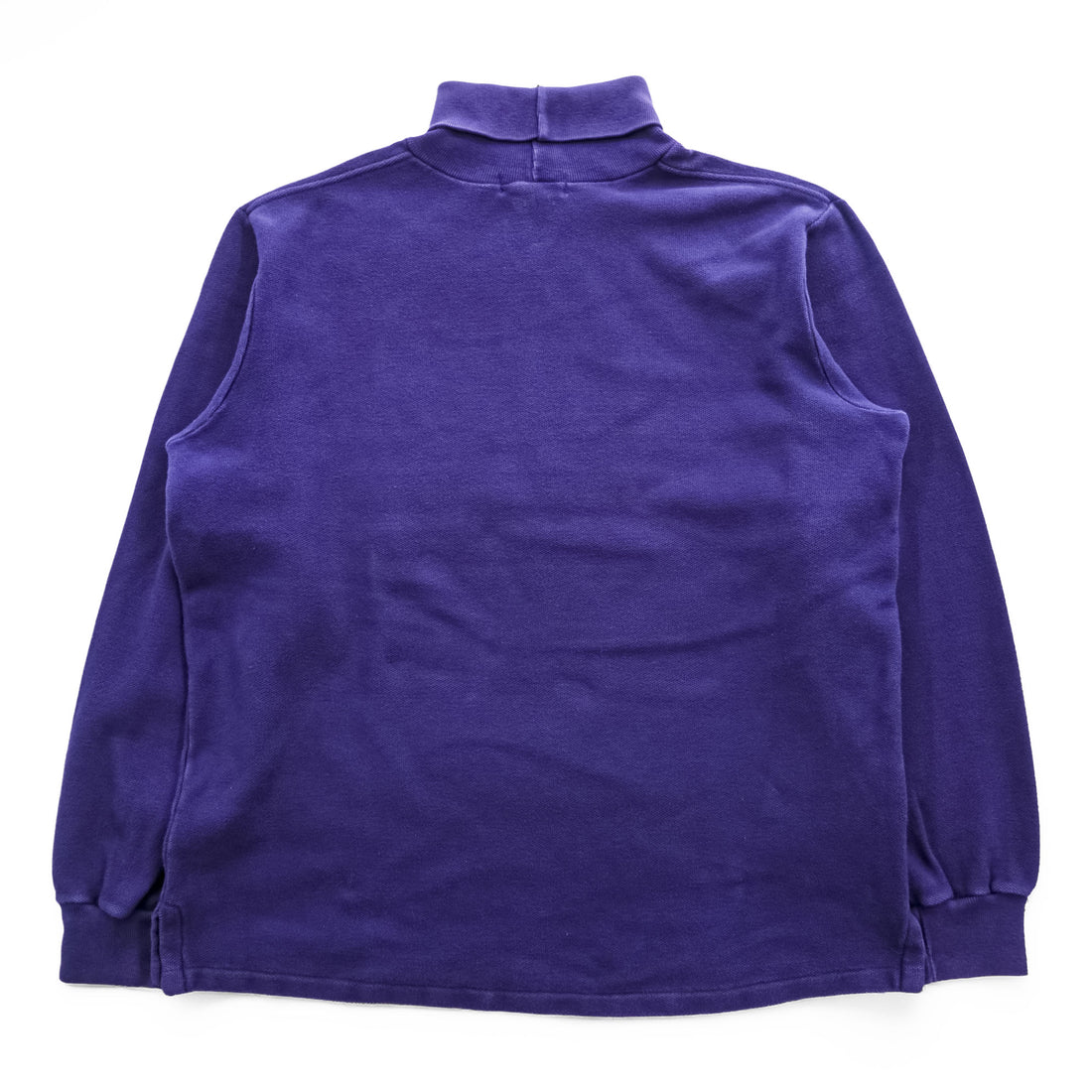 Polo Ralph Lauren 90s Vintage USA-Made Sweatshirt, Size L, Navy, Small Pony Logo Embroidery, Turtleneck, Loopwheeled