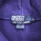 Polo Ralph Lauren 90s Vintage USA-Made Sweatshirt, Size L, Navy, Small Pony Logo Embroidery, Turtleneck, Loopwheeled