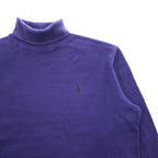 Polo Ralph Lauren 90s Vintage USA-Made Sweatshirt, Size L, Navy, Small Pony Logo Embroidery, Turtleneck, Loopwheeled