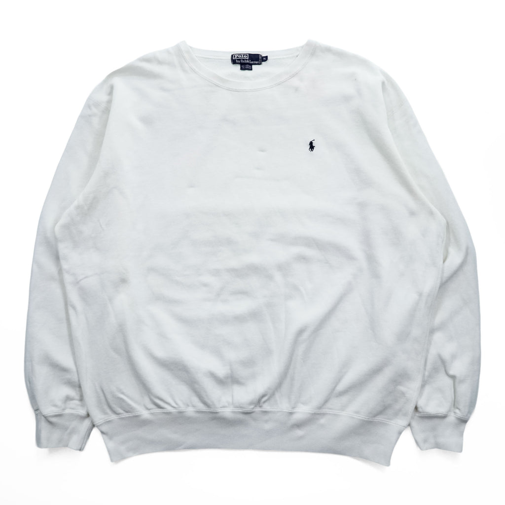 Polo Ralph Lauren 90年代 ヴィンテージ スウェット トレーナー XL ホワイト スモールポニー ロゴ 刺繍 ビッグサイズ