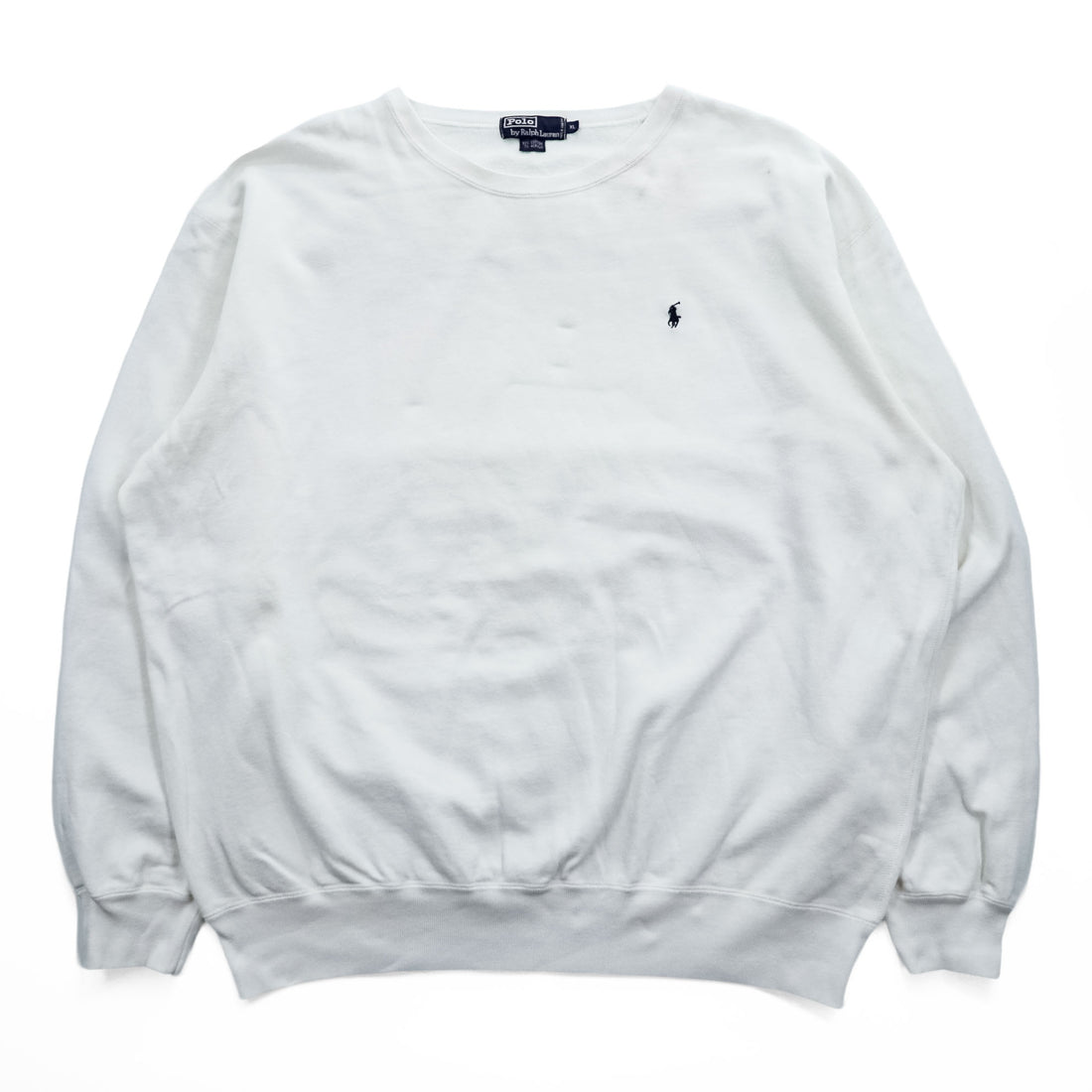Polo Ralph Lauren 90s Vintage Sweatshirt, XL, White, Small Pony Logo Embroidery, Oversized