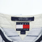 TOMMY HILFIGER 90年代 ヴィンテージ 半袖 ベースボールシャツ M グレー ストライプ 刺繍