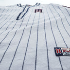 TOMMY HILFIGER 90年代 ヴィンテージ 半袖 ベースボールシャツ M グレー ストライプ 刺繍