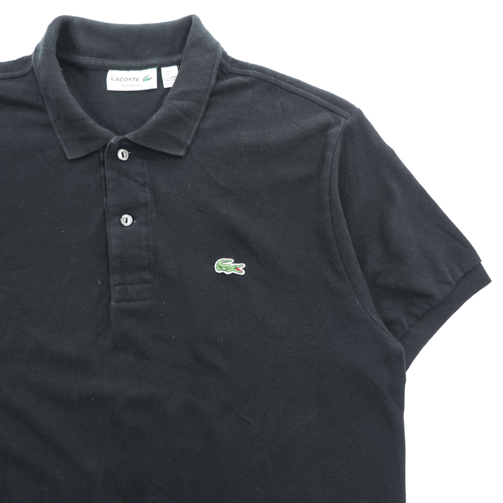 LACOSTE ラコステ CLASSIC FIT 半袖 ポロシャツ L ブラック ワニロゴ 鹿の子 コットン100%