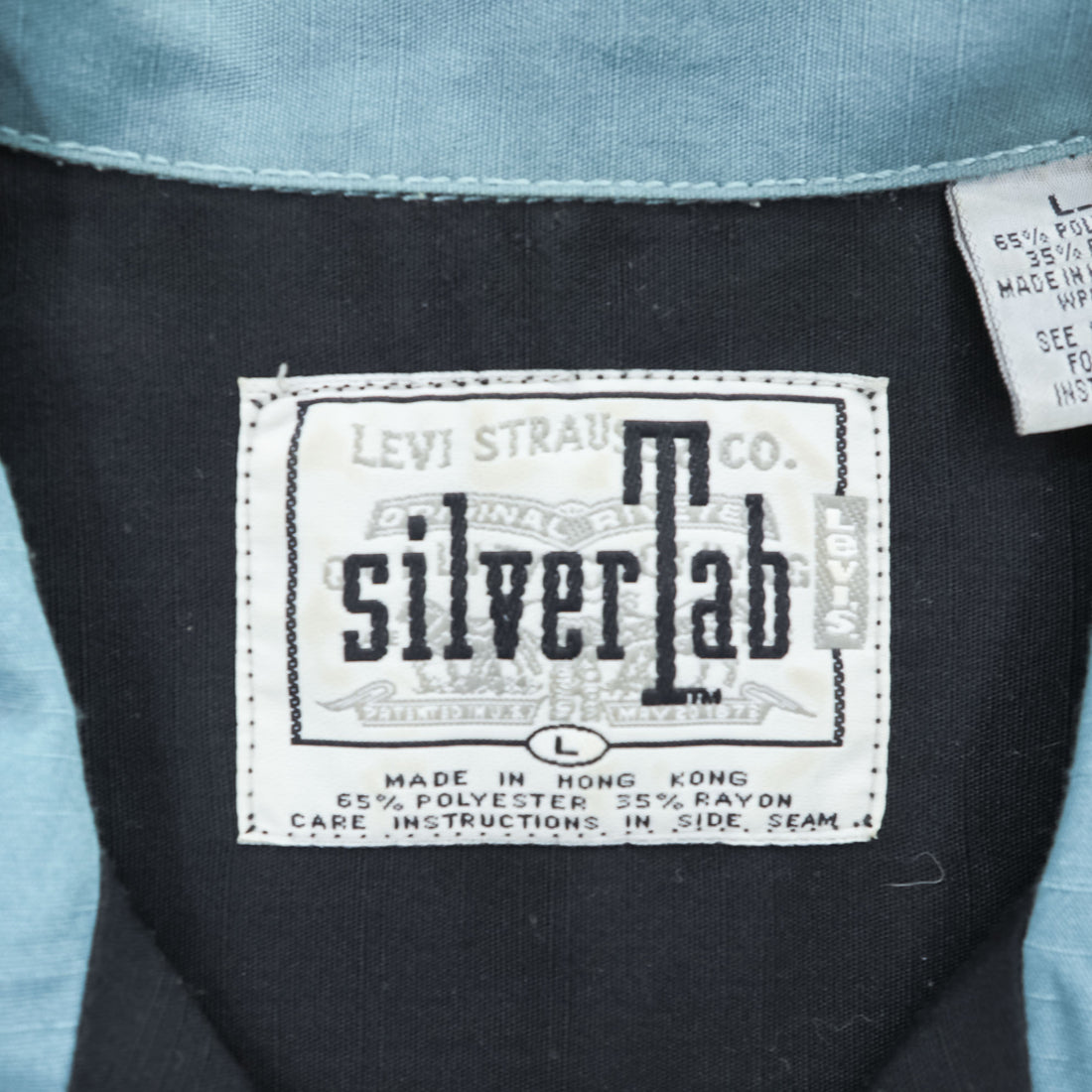 Levi's SILVER TAB 90年代 ヴィンテージ 半袖 ボーリングシャツ 開襟 オープンカラーシャツ L ブラック ブルー バックプリント ボックスシルエット