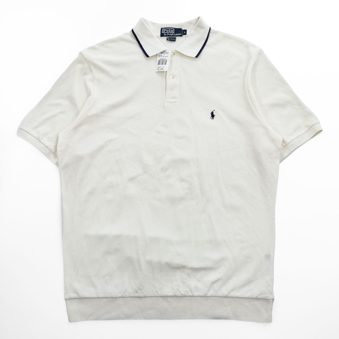 Polo Ralph Lauren 90年代 ヴィンテージ ポロシャツ L スモールポニー ロゴ 刺繍 鹿の子 リブ付き 未使用品