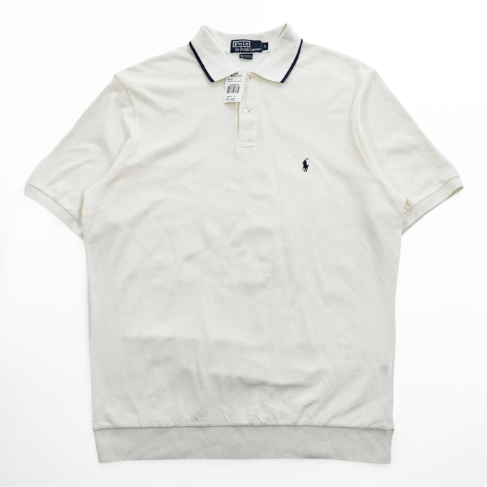 Polo Ralph Lauren 90年代 ヴィンテージ ポロシャツ L スモールポニー ロゴ 刺繍 鹿の子 リブ付き 未使用品
