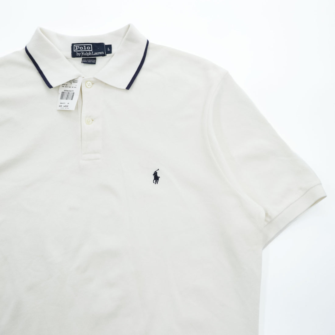 Polo Ralph Lauren 90年代 ヴィンテージ ポロシャツ L スモールポニー ロゴ 刺繍 鹿の子 リブ付き 未使用品