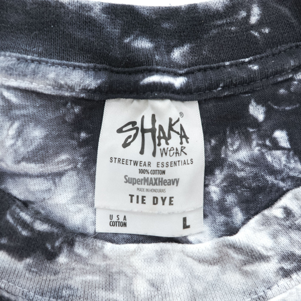 SHAKA WEAR タイダイ Tシャツ L グレー ブラック ホワイト ブリーチ加工 USAコットン SUPER MAX HEAVY