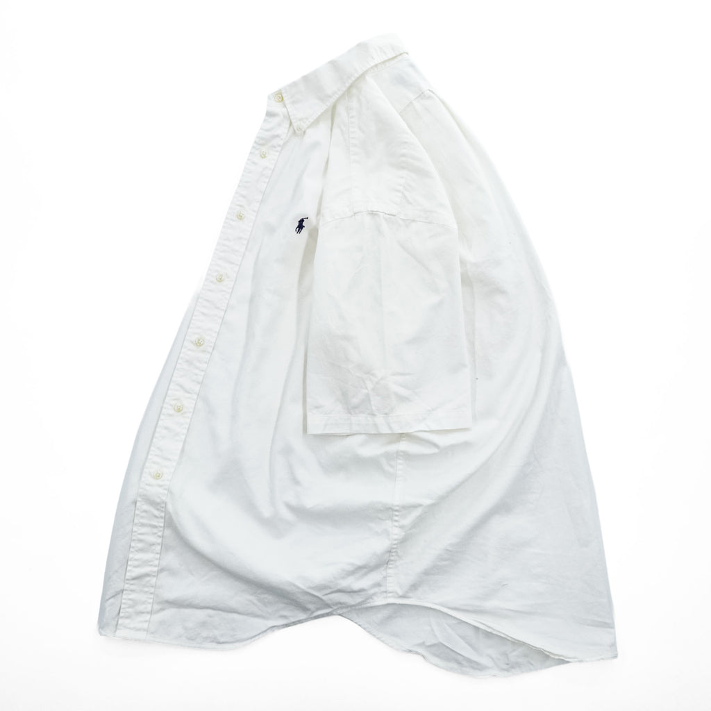 Vintage 90s Ralph Lauren BLAIRE White Oxford Short Sleeve Button Down Shirt L Pony