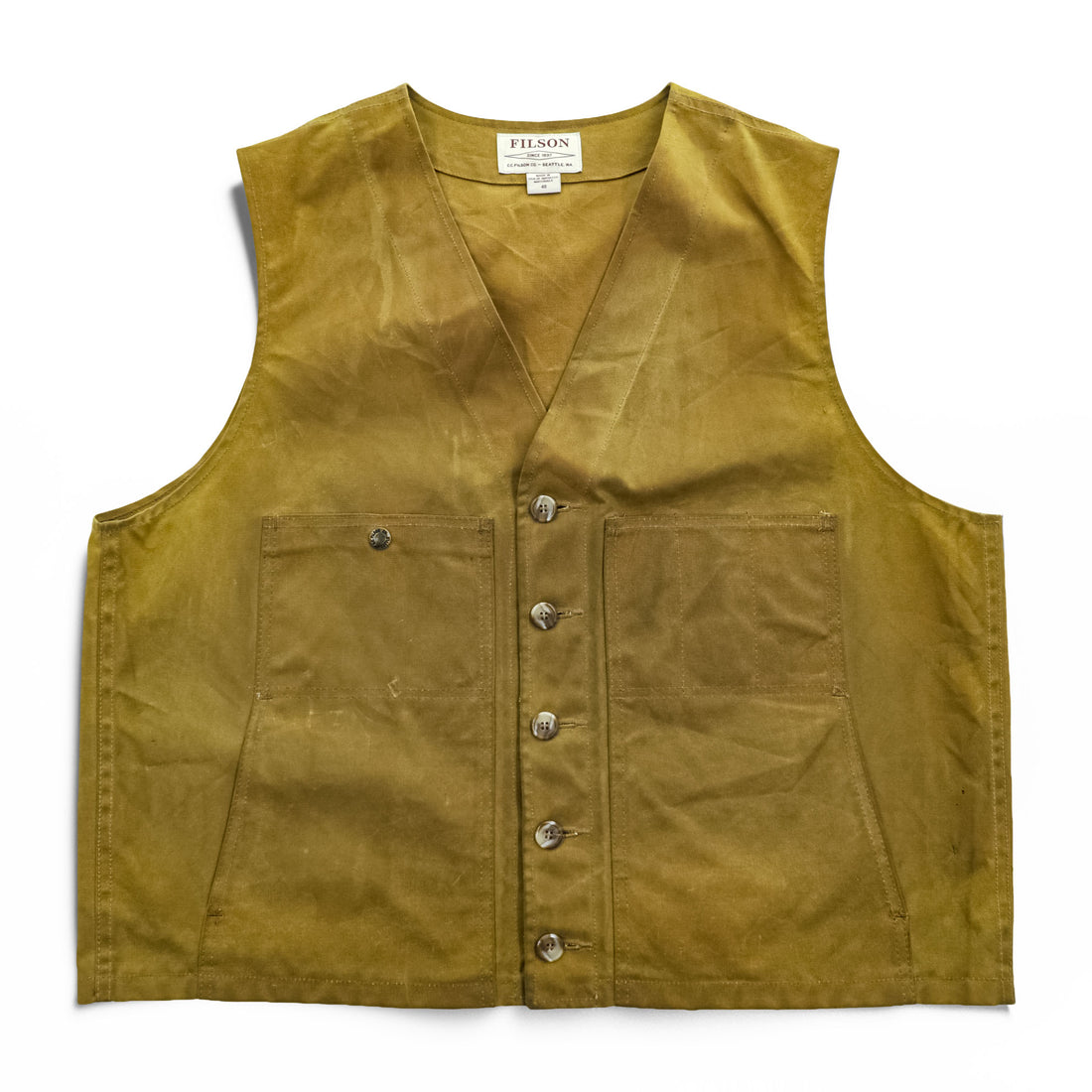 FILSON USA製 オイルドティンクロス ワークベスト OIL TIN CLOTH VEST ダークタン L 11010265
