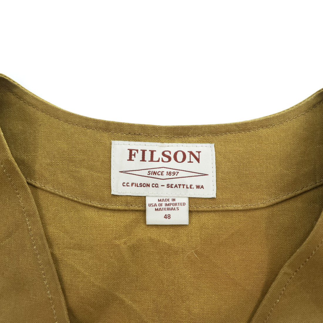FILSON USA製 オイルドティンクロス ワークベスト OIL TIN CLOTH VEST ダークタン L 11010265