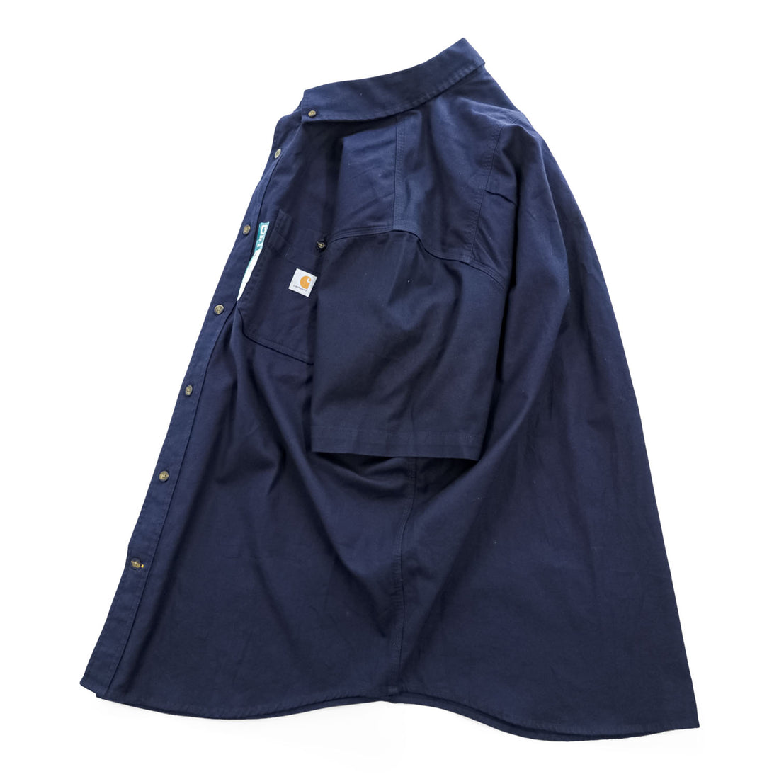 carhartt 半袖 ワークシャツ XL ネイビー キャンバス ストレッチ ビッグサイズ Rugged Flex Relaxed Fit Midweight Canvas S/S Shirt ボタンダウン TW3555-M 未使用品