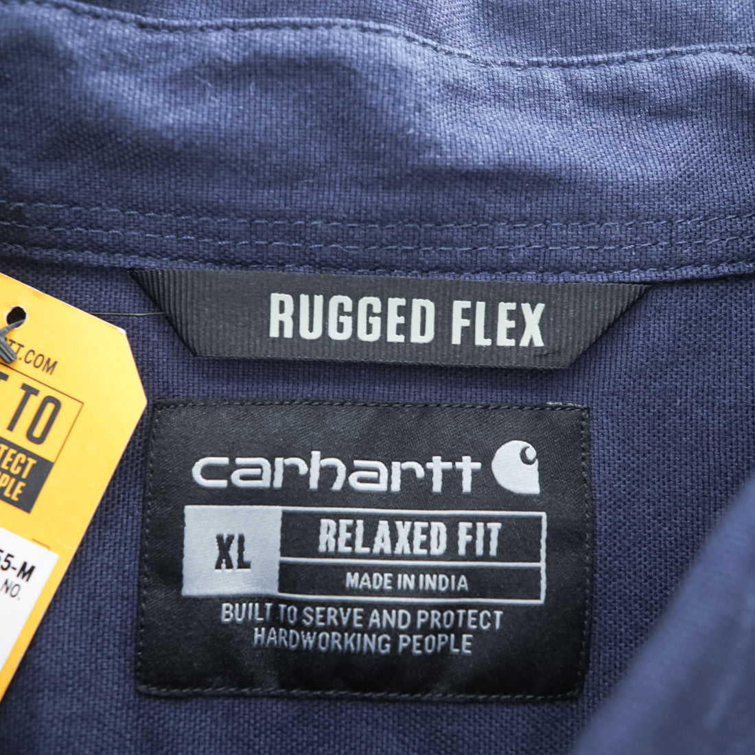 carhartt 半袖 ワークシャツ XL ネイビー キャンバス ストレッチ ビッグサイズ Rugged Flex Relaxed Fit Midweight Canvas S/S Shirt ボタンダウン TW3555-M 未使用品