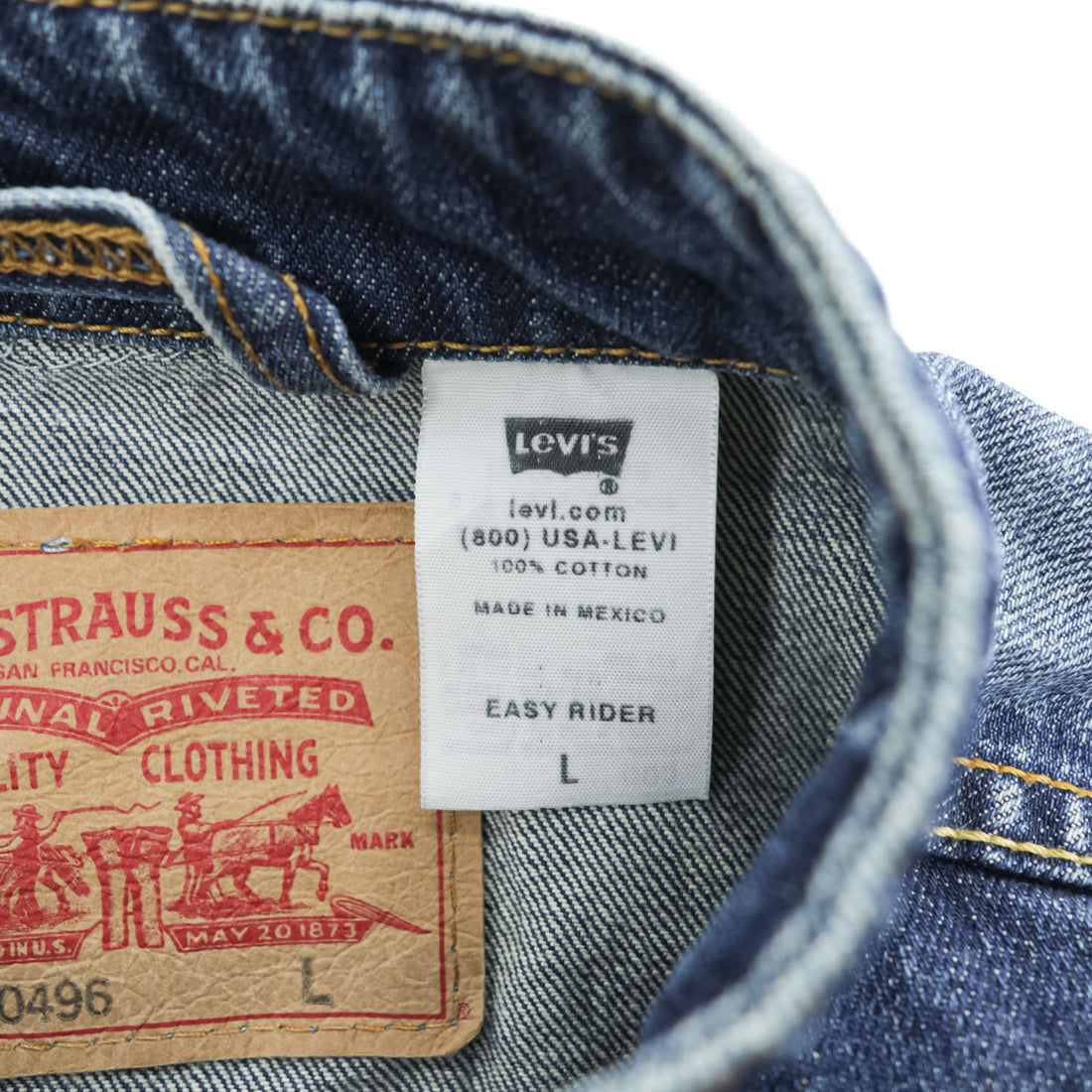 Levi's 00年代 ヴィンテージ スタンドカラー デニムジャケット Gジャン L インディゴ EASY RIDER シングル ライダース USAモデル スナップボタン 70550-0496