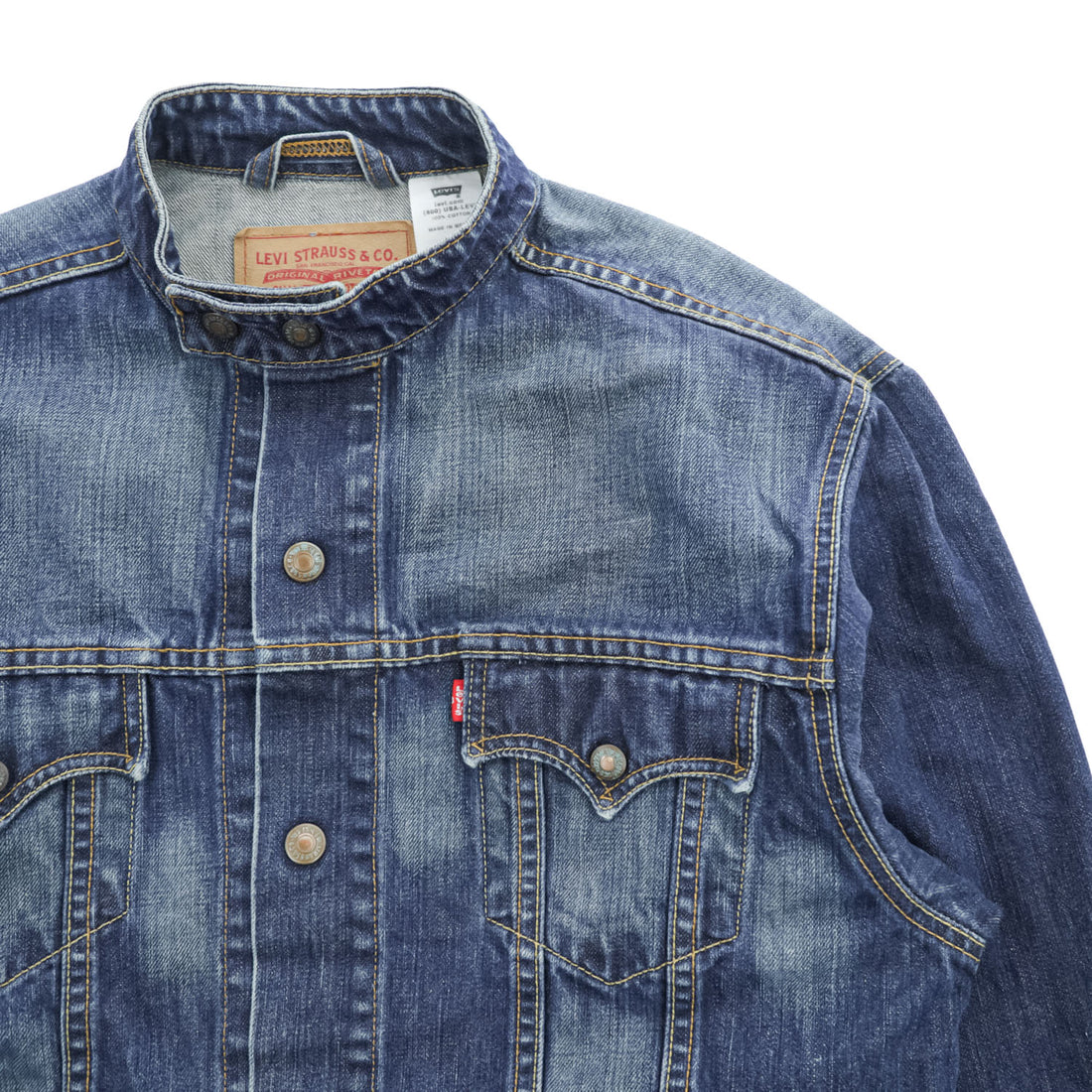 Levi's 00年代 ヴィンテージ スタンドカラー デニムジャケット Gジャン L インディゴ EASY RIDER シングル ライダース USAモデル スナップボタン 70550-0496