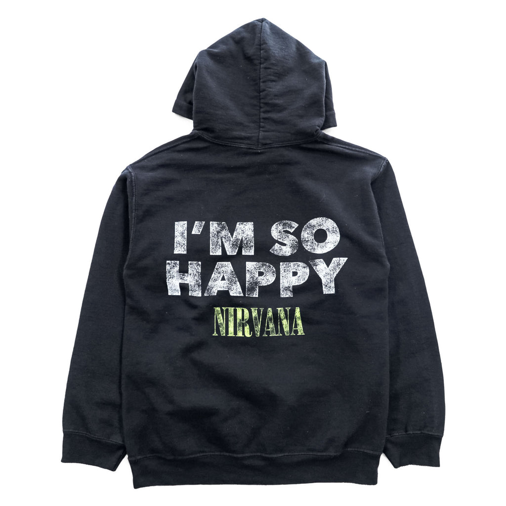 NIRVANA ニルヴァーナ バンド スマイリー プルオーバー パーカー S ブラック 両面プリント I'M SO HAPPY