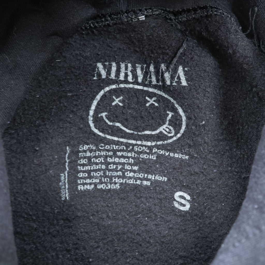 NIRVANA ニルヴァーナ バンド スマイリー プルオーバー パーカー S ブラック 両面プリント I'M SO HAPPY