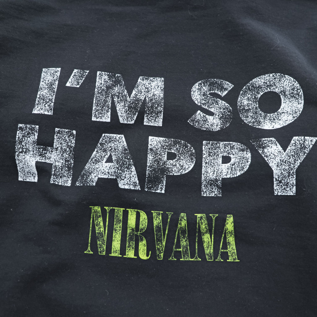 NIRVANA ニルヴァーナ バンド スマイリー プルオーバー パーカー S ブラック 両面プリント I'M SO HAPPY