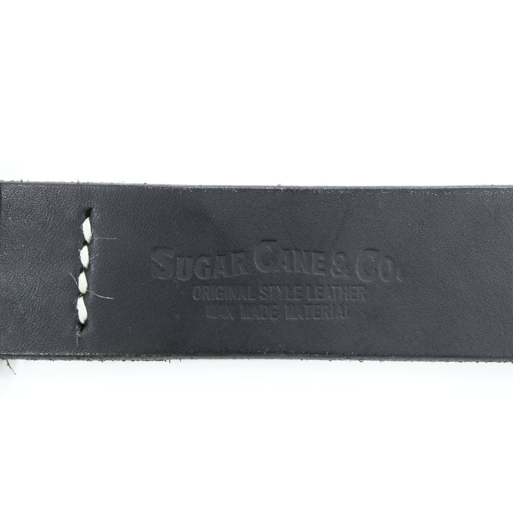 SUGAR CANE 日本製 レザー ベルト ブラック シルバー バックル スクエア