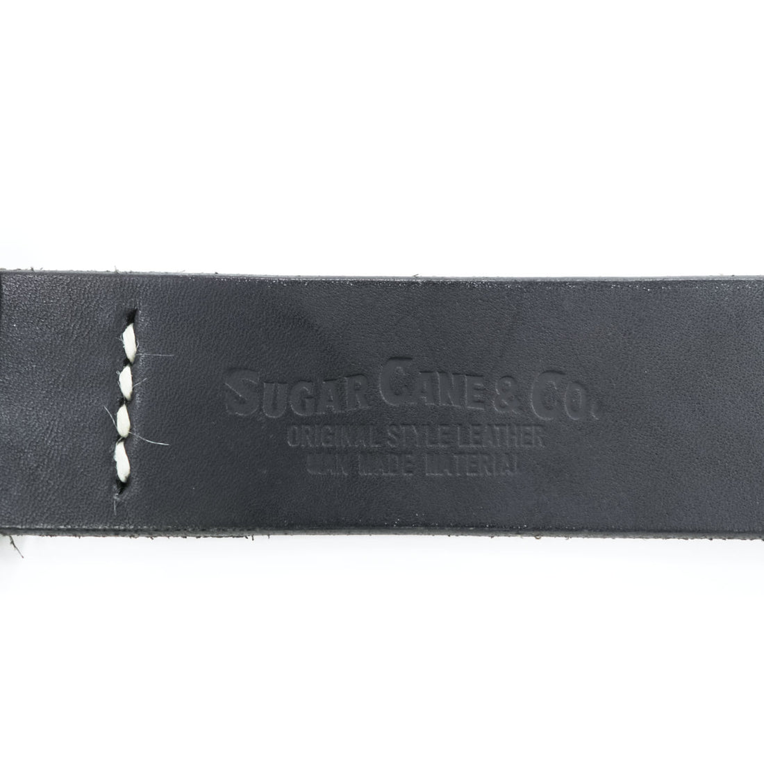 SUGAR CANE 日本製 レザー ベルト ブラック シルバー バックル スクエア
